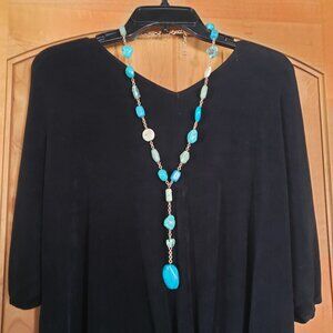 Chico's Chunky Goldtone and Faux Turquoise Necklace